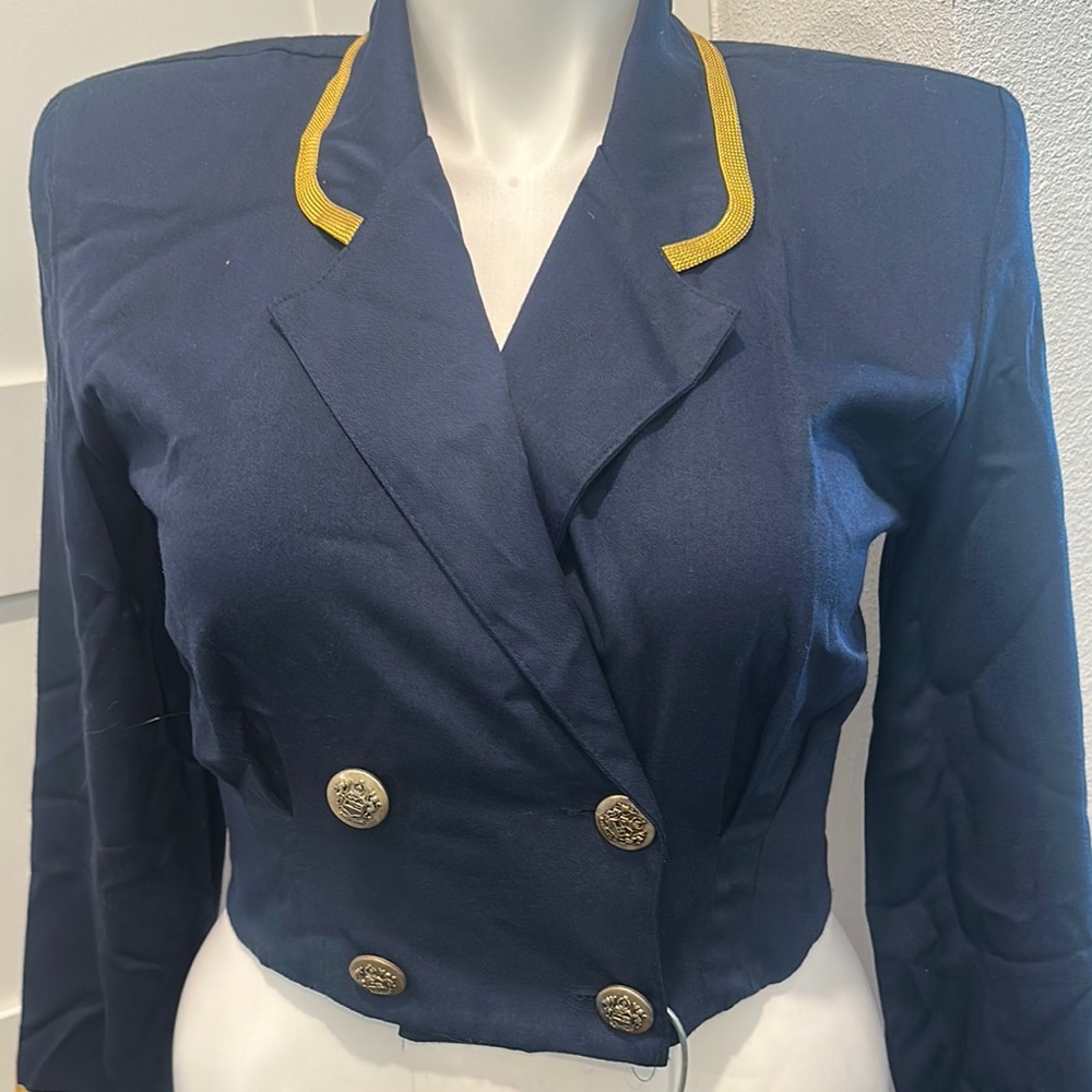 Navy Jacket & Matching Pleated Mini Skirt